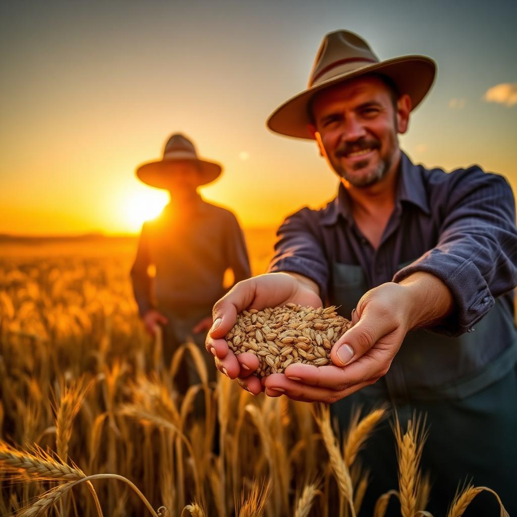 South African farmers in a wheat field